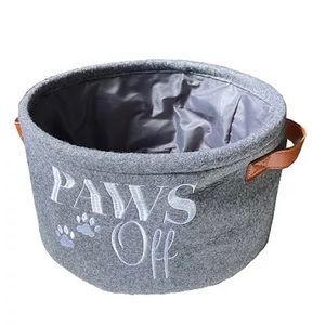 WOOF • “paws off” embroidered pet toy storage bin
